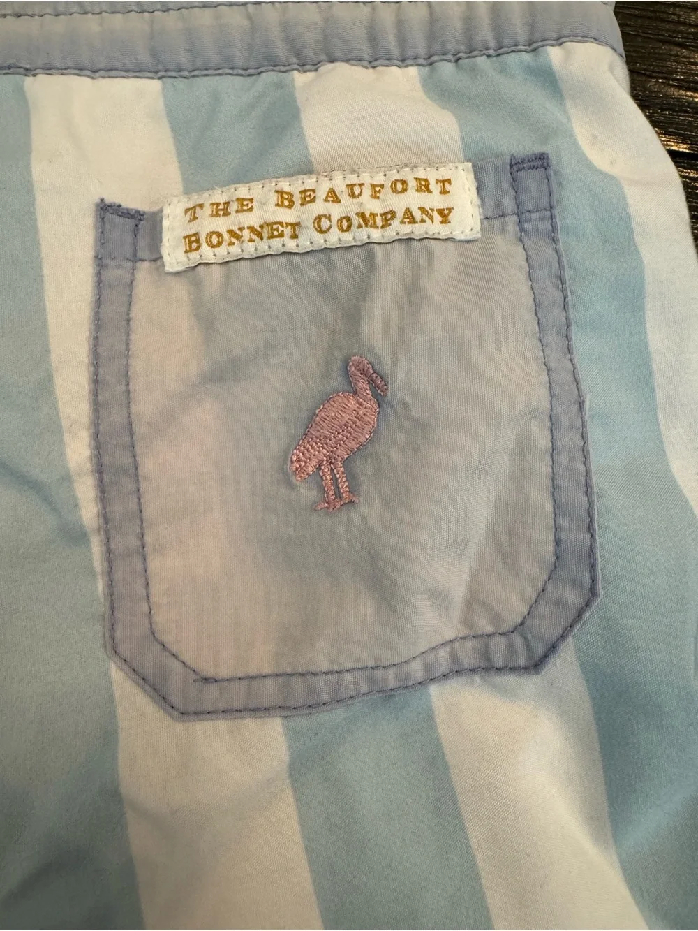 The Beaufort Bonnet Company Blue and White Striped Kids 3T Swim Trunks